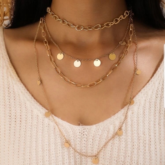 Nikkiwallflower Jewelry - *Nevaria* Chain and Disc Layered Necklace